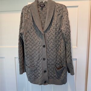 Lands End-size L Tall-Gray Cotton Cable Knit Cardigan-like new condition